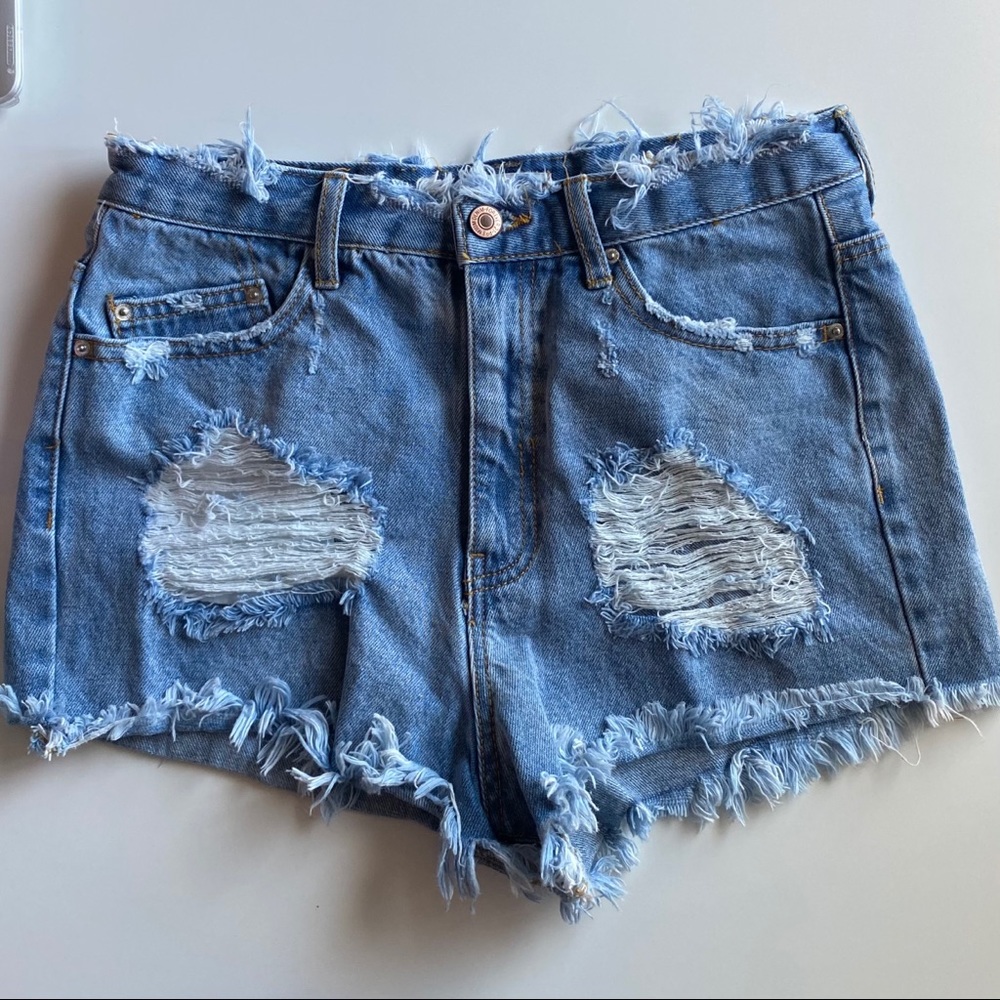 Forever 21 High Rise Distressed Denim Shorts